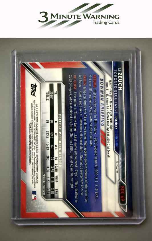 2016 Bowman Draft #BDC-69 T.J. Zeuch Chrome