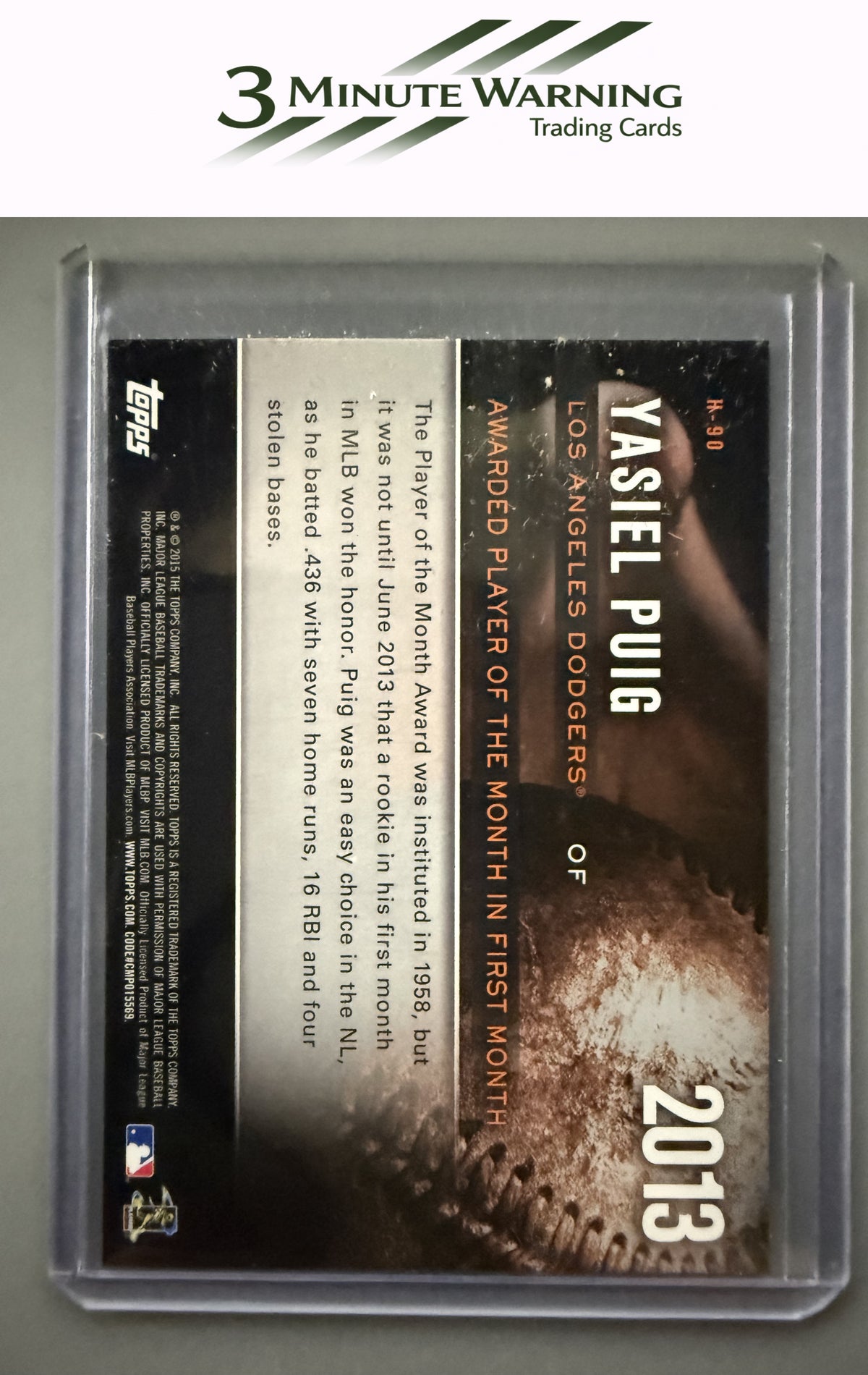 2015 Topps Update #H-90 Yasiel Puig Highlight of the Year