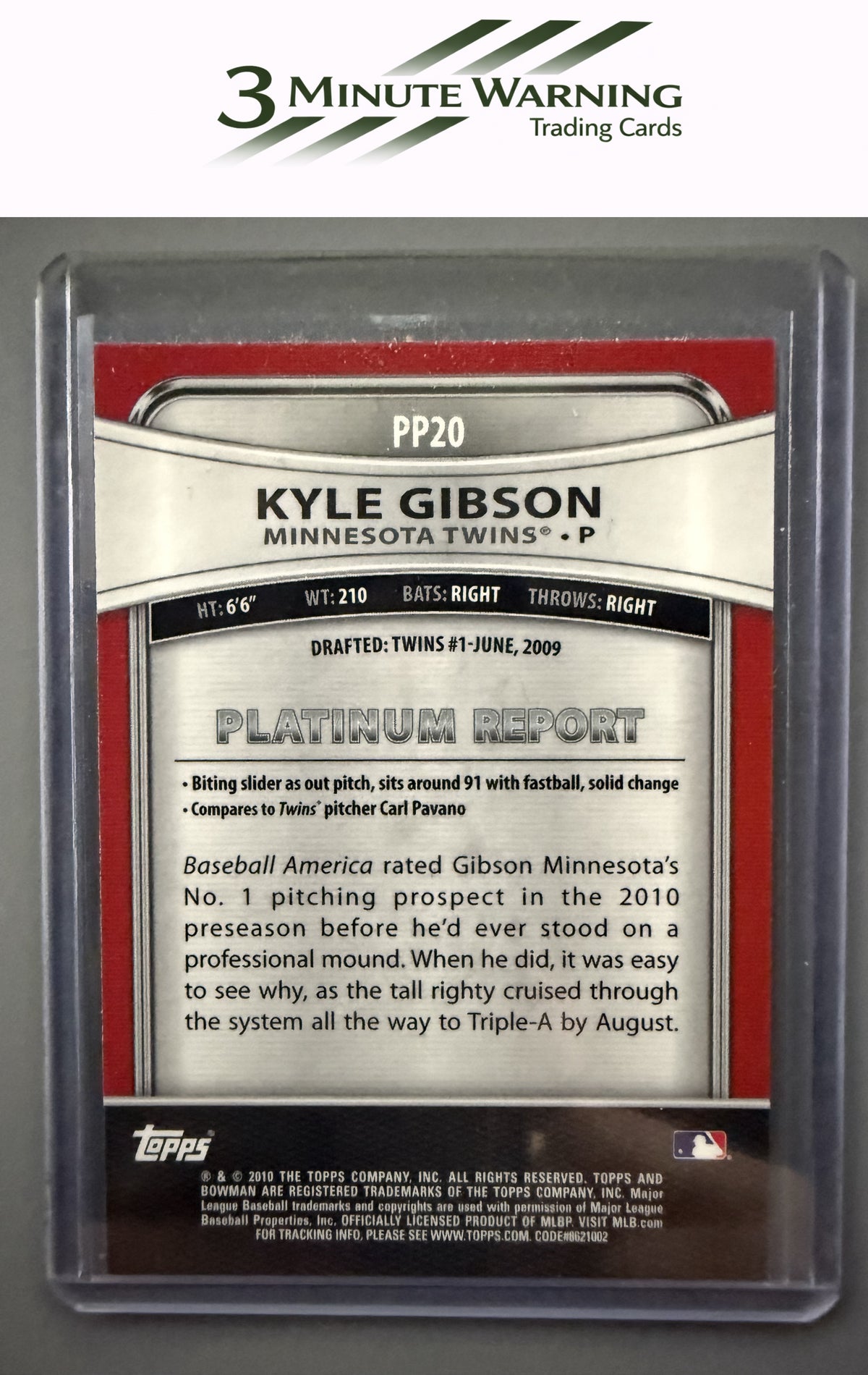2010 Bowman Platinum #PP20 Kyle Gibson Prospects