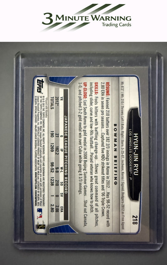 2013 Bowman #218 Hyun-Jin Ryu
