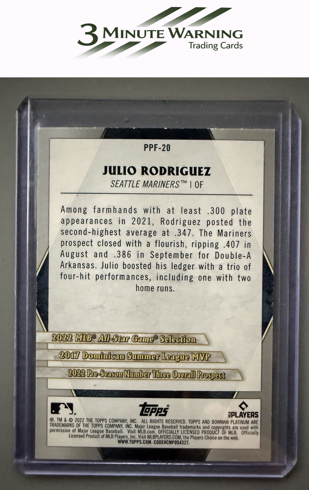 2022 Bowman Platinum #PPF-20 Julio Rodriguez Platinum Portfolios