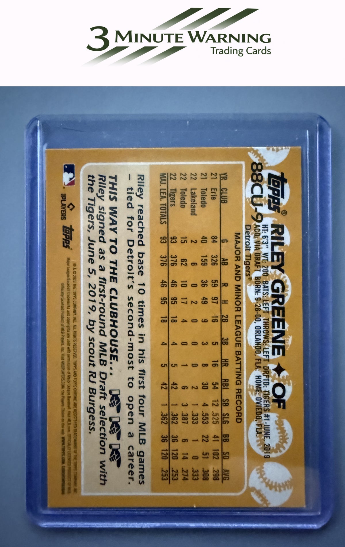 2023 Topps Chrome Update #88CU-9 Riley Greene 1988 Topps Baseball