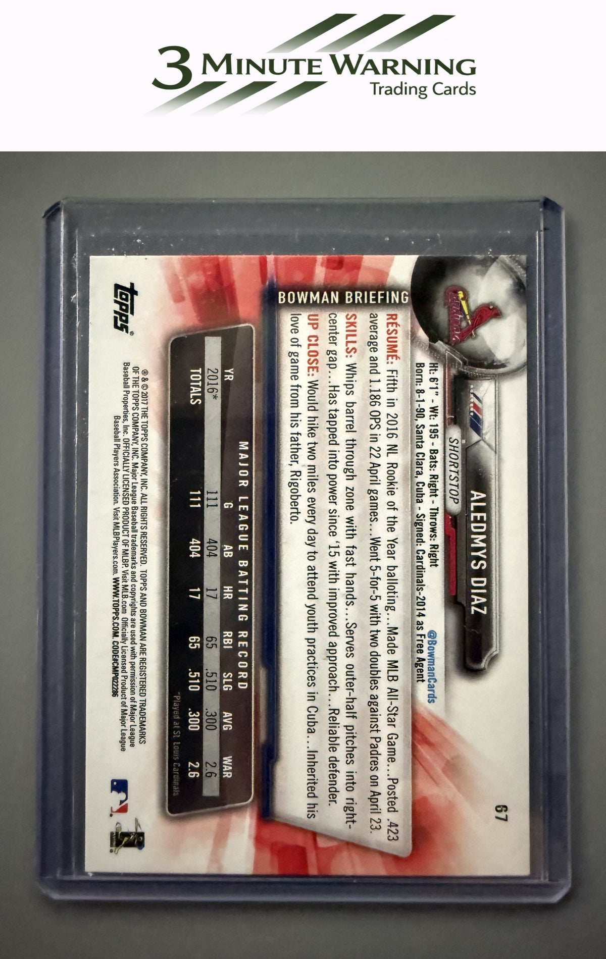 2017 Bowman #67 Aledmys Diaz