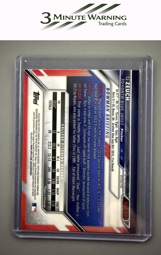 2016 Bowman Draft #BDC-69 T.J. Zeuch Chrome