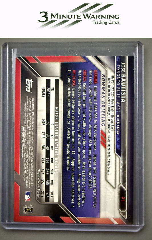 2016 Bowman #91 Jose Bautista
