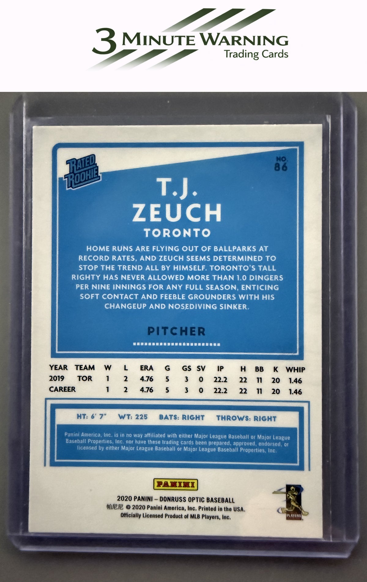 2020 Donruss Optic #86 T.J. Zeuch