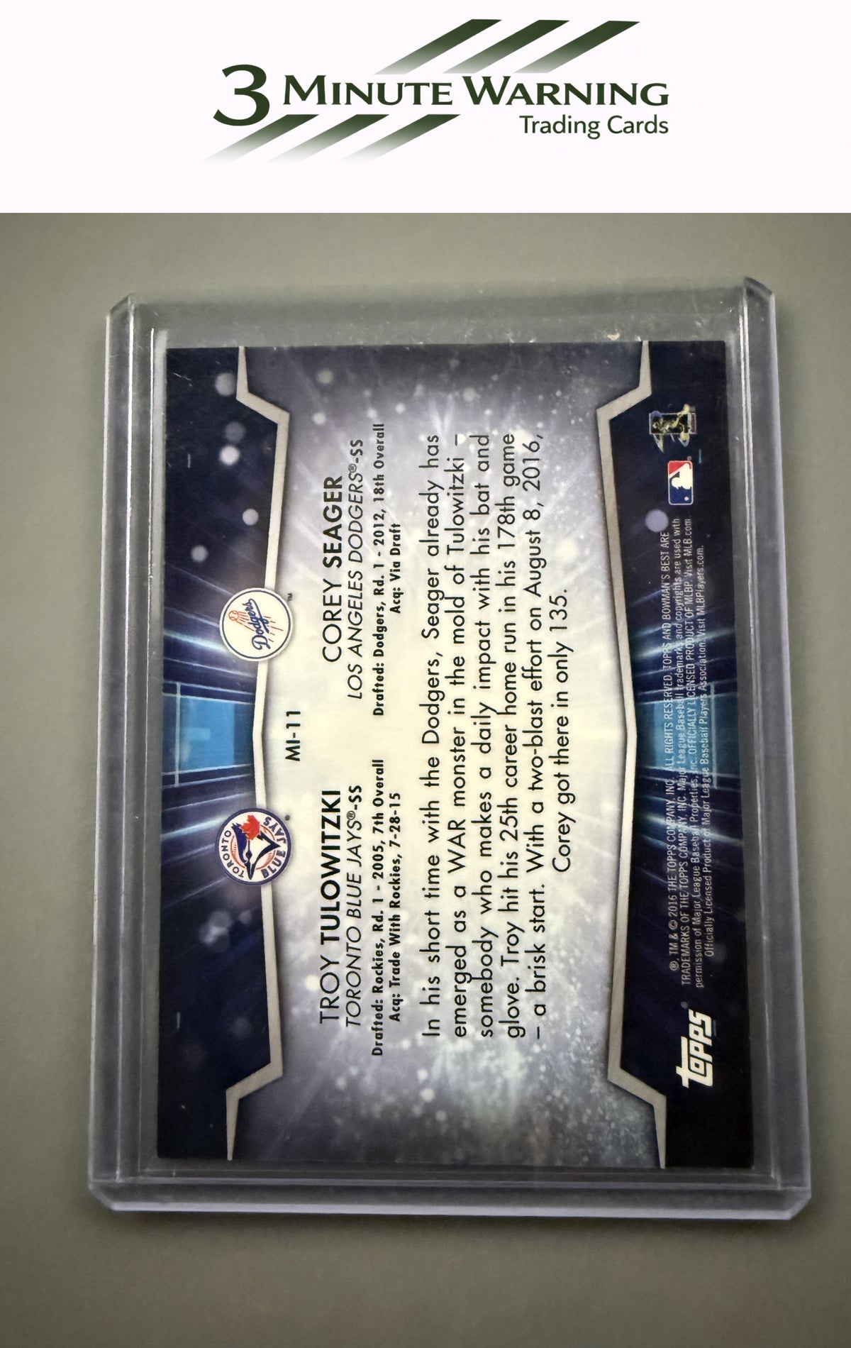 2016 Bowman's Best #MI-11 Corey Seager / Troy Tulowitzki Mirror Image