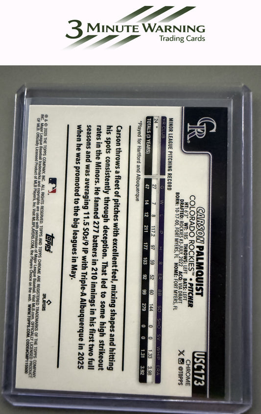 2025 Topps Chrome Update #USC173 Carson Palmquist Prism Refractor