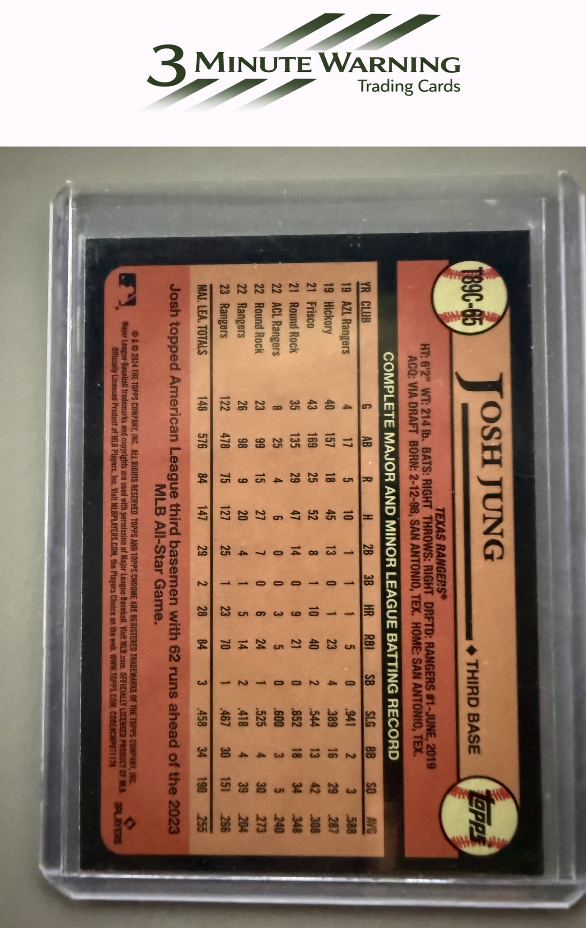 2024 Topps #T89C-65 Josh Jung 1989 Topps Baseball 35th Anniversary Chrome