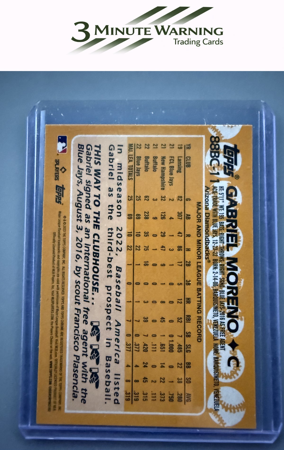 2023 Topps Chrome #88BC-11 Gabriel Moreno 1988 Topps Baseball 35th Anniversary