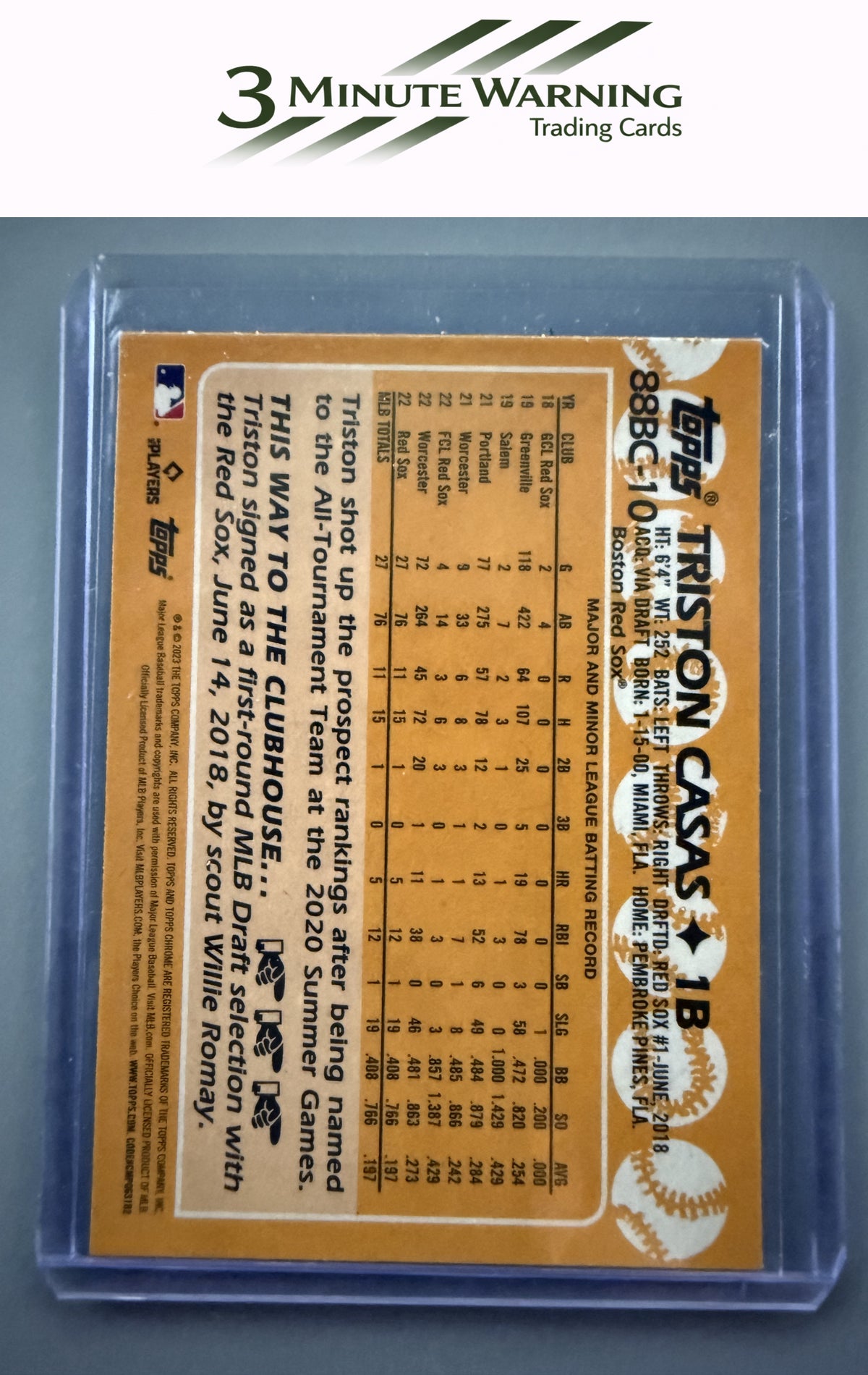 2023 Topps Chrome #88BC-10 Triston Casas 1988 Topps Baseball 35th Anniversary