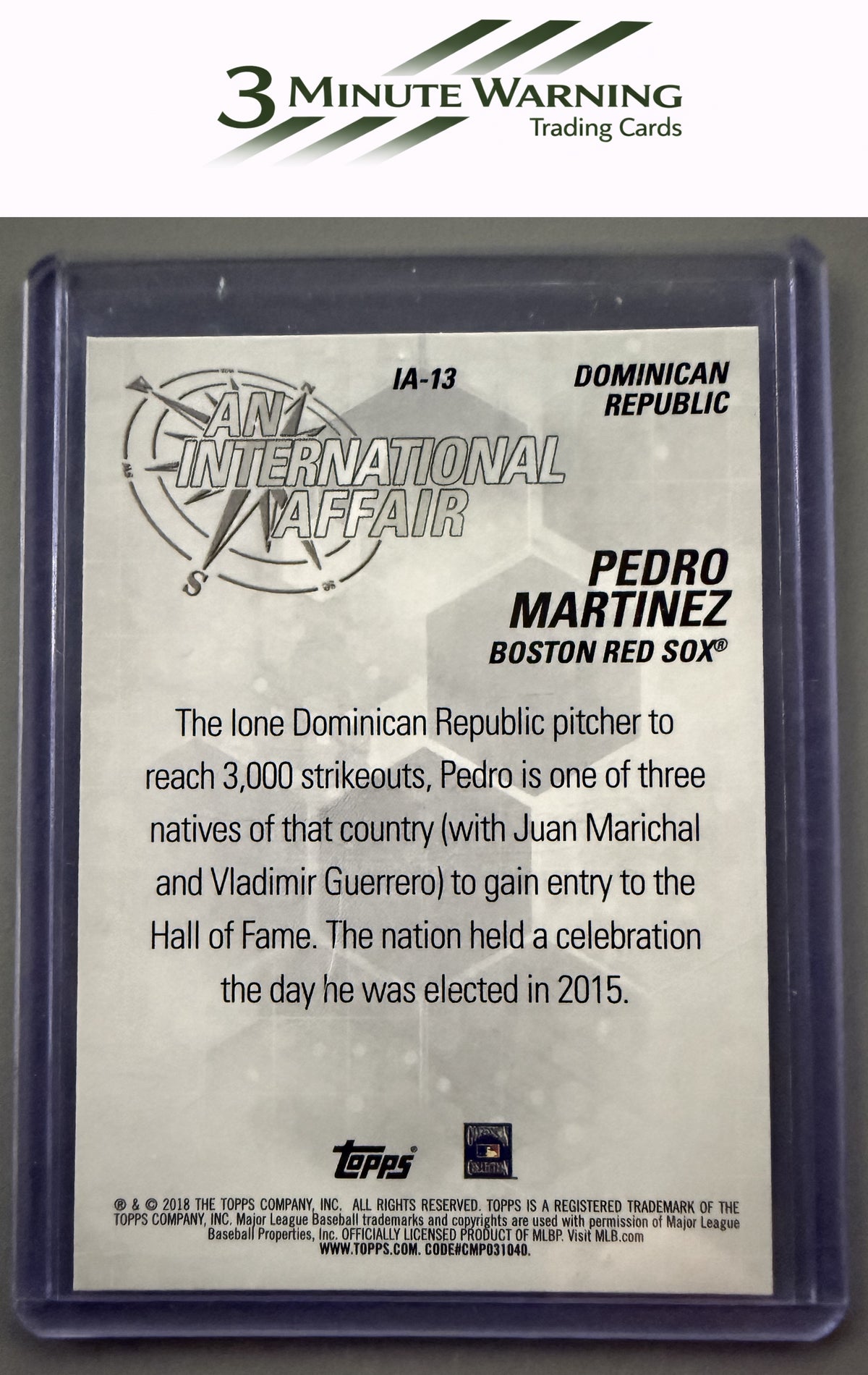 2018 Topps Update #IA-13 Pedro Martinez An International Affair