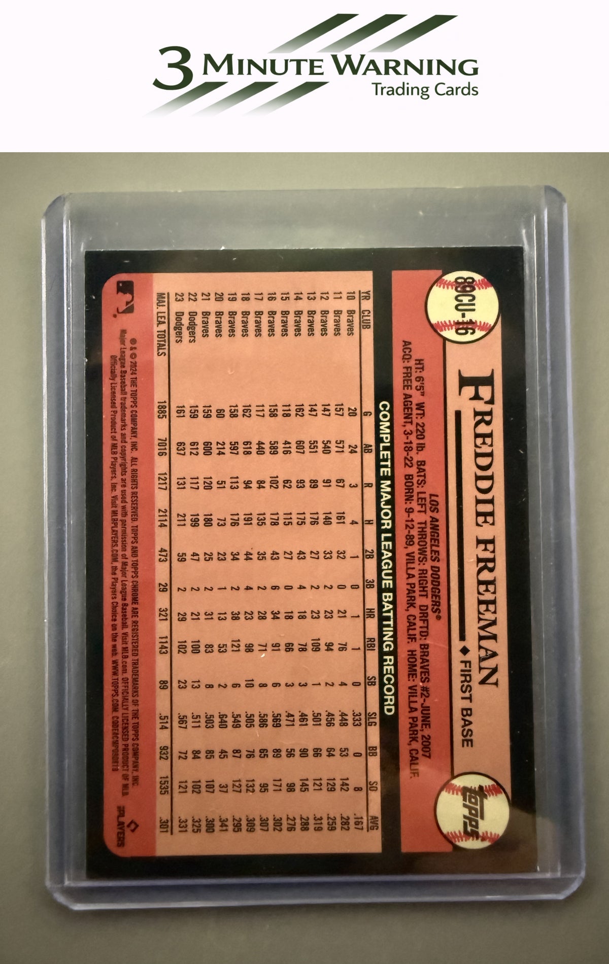 2024 Topps Chrome Update #89CU-16 Freddie Freeman 1989 Topps Baseball