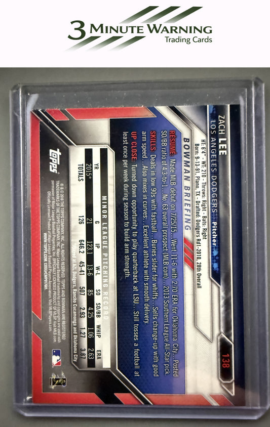 2016 Bowman #138 Zach Lee