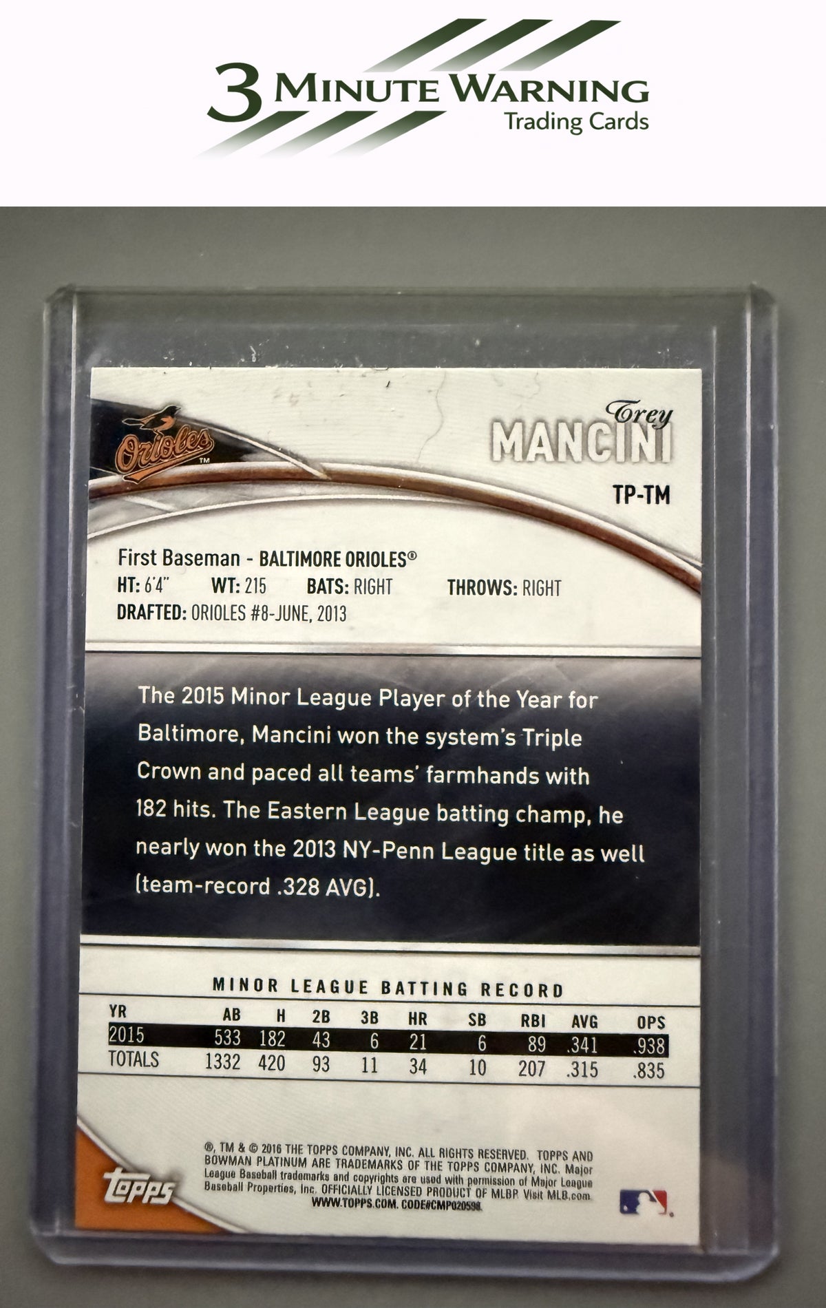 2016 Bowman Platinum #TP-TM Trey Mancini Top Prospects