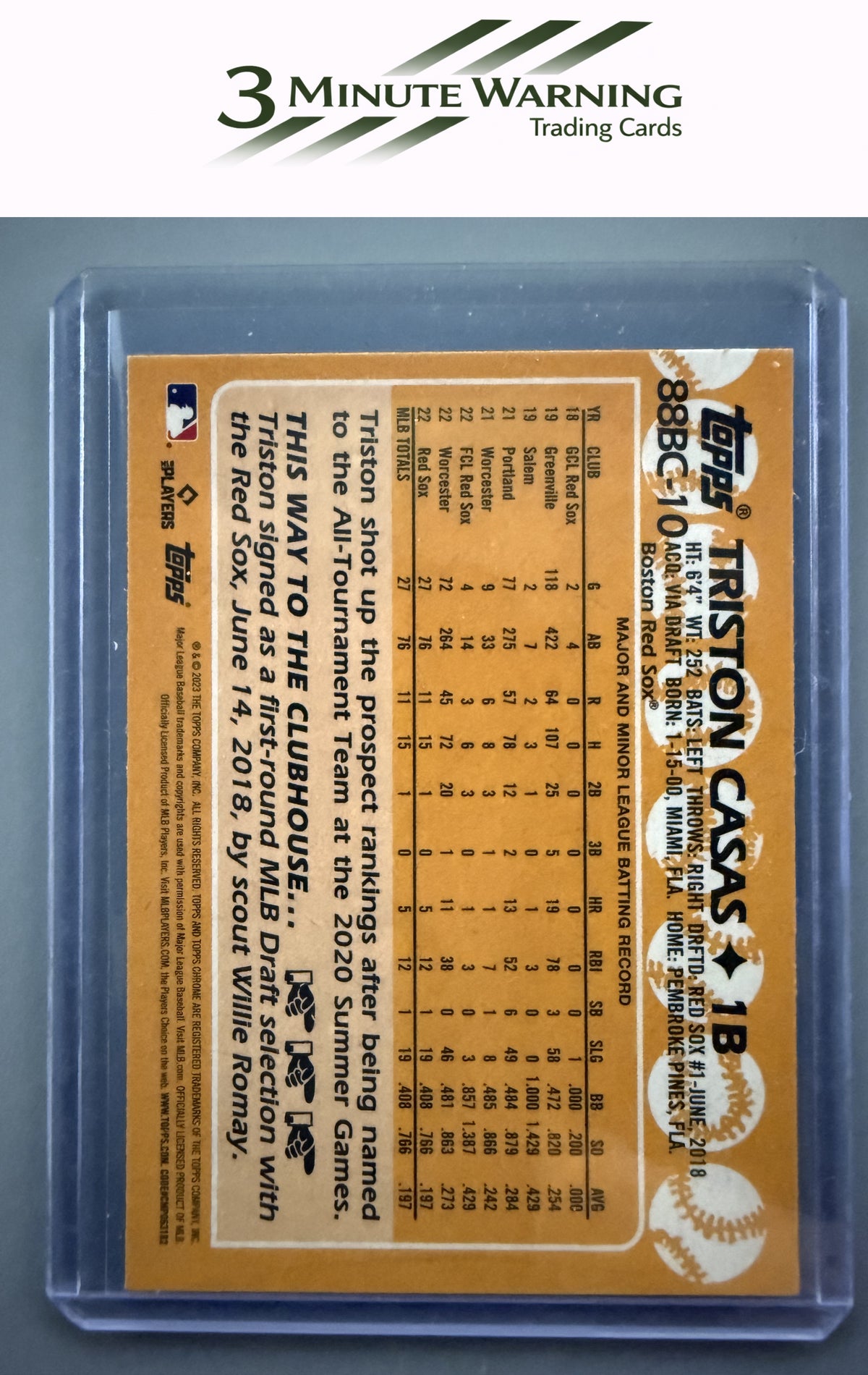 2023 Topps Chrome #88BC-10 Triston Casas 1988 Topps Baseball 35th Anniversary