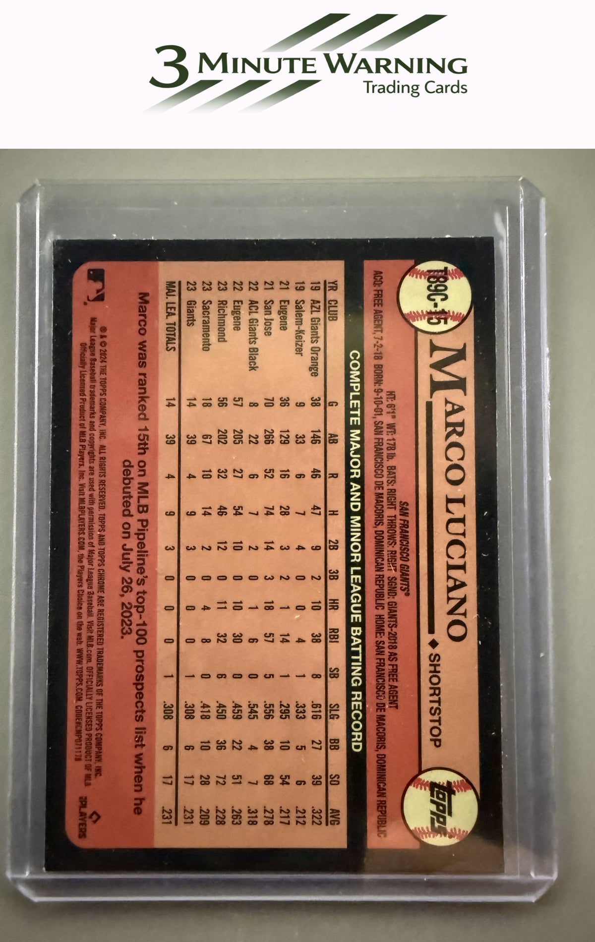 2024 Topps #T89C-15 Marco Luciano 1989 Topps Baseball 35th Anniversary Chrome