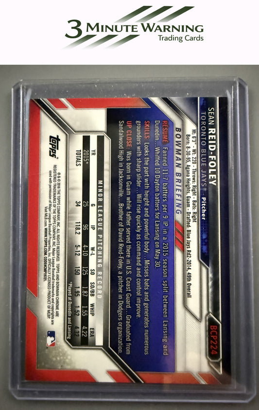 2016 Bowman Chrome #BCP224 Sean Reid-Foley Prospects Blue Shimmer