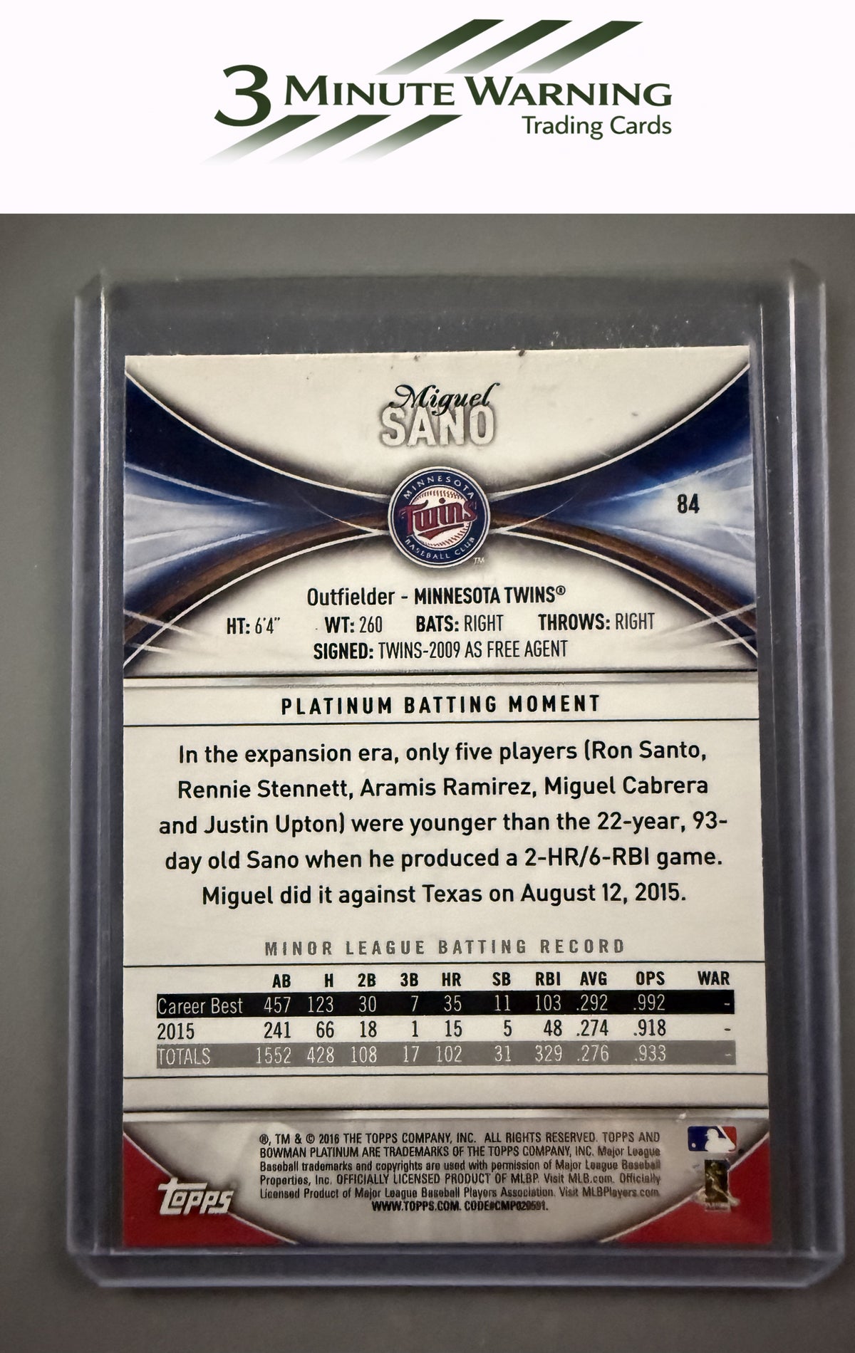 2016 Bowman Platinum #84 Miguel Sano