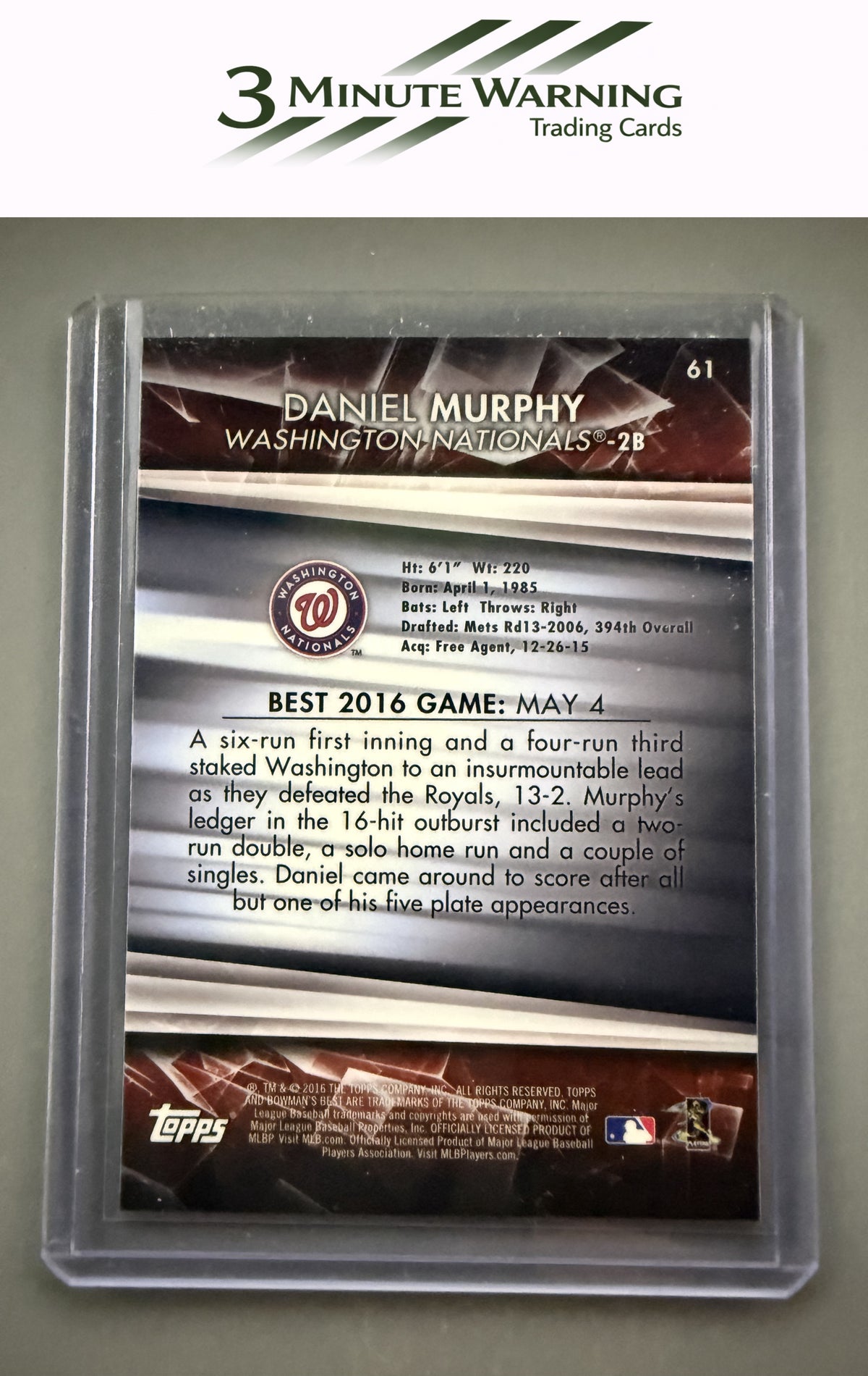 2016 Bowman's Best #61 Daniel Murphy