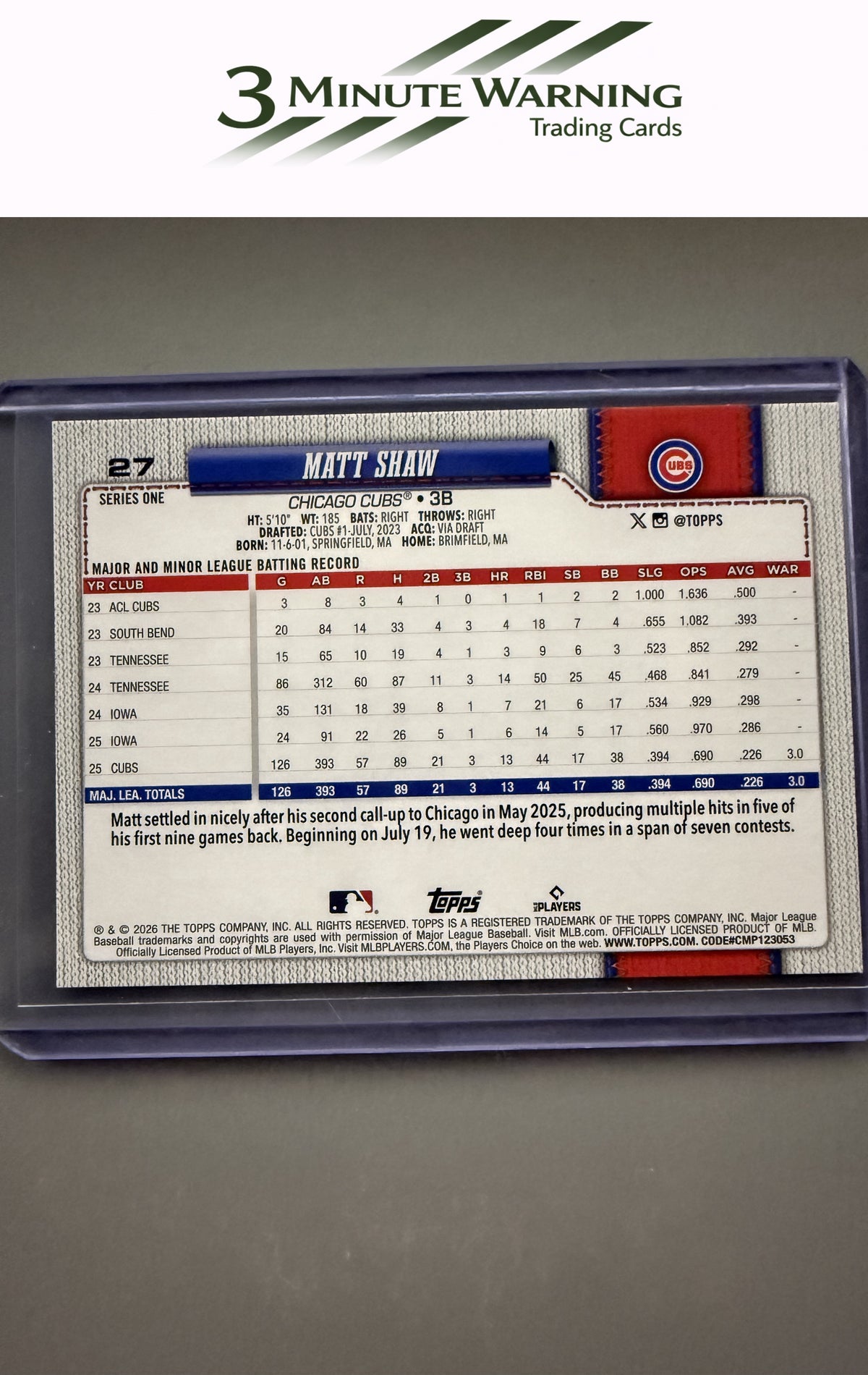 2026 Topps #27 Matt Shaw