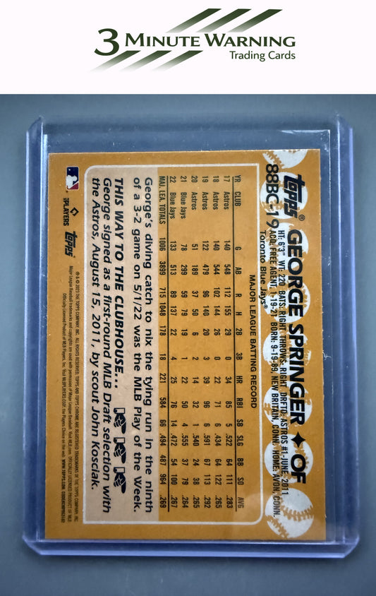 2023 Topps Chrome #88BC-19 George Springer 1988 Topps Baseball 35th Anniversary