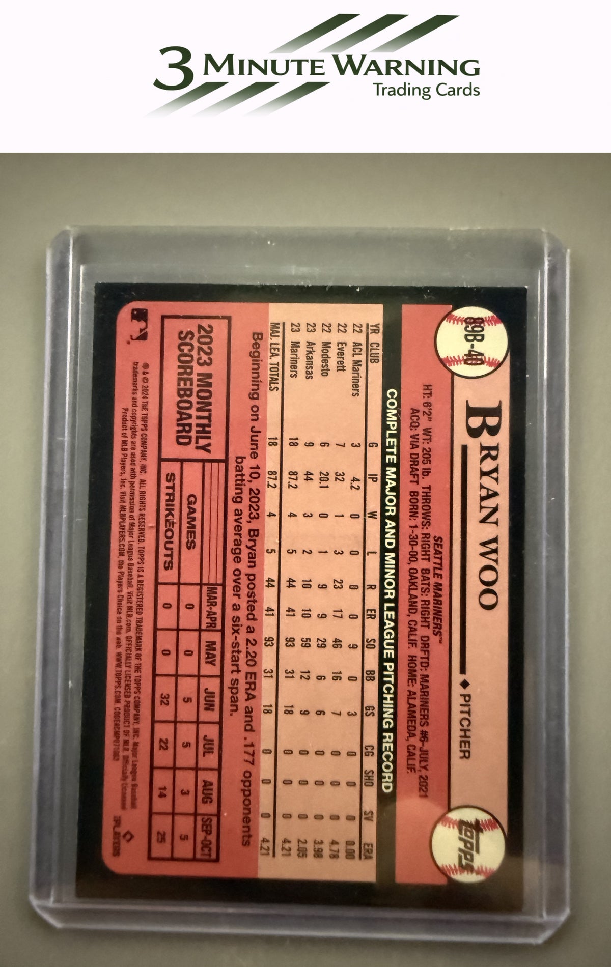 2024 Topps #89B-40 Bryan Woo 1989 Topps Baseball 35th Anniversary (Series One)