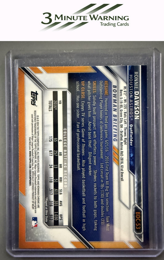 2016 Bowman Draft #BDC-53 Ronnie Dawson Chrome