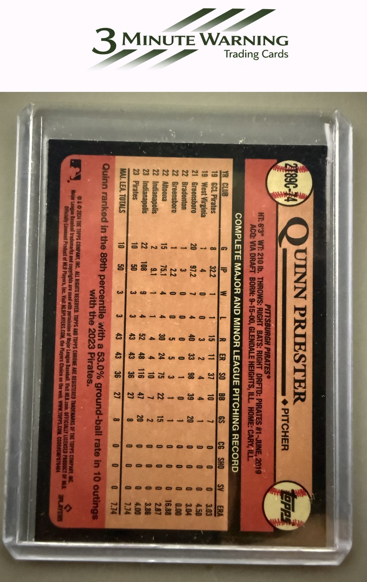 2024 Topps #2T89C-74 Quinn Priester 1989 Topps Baseball 35th Anniversary