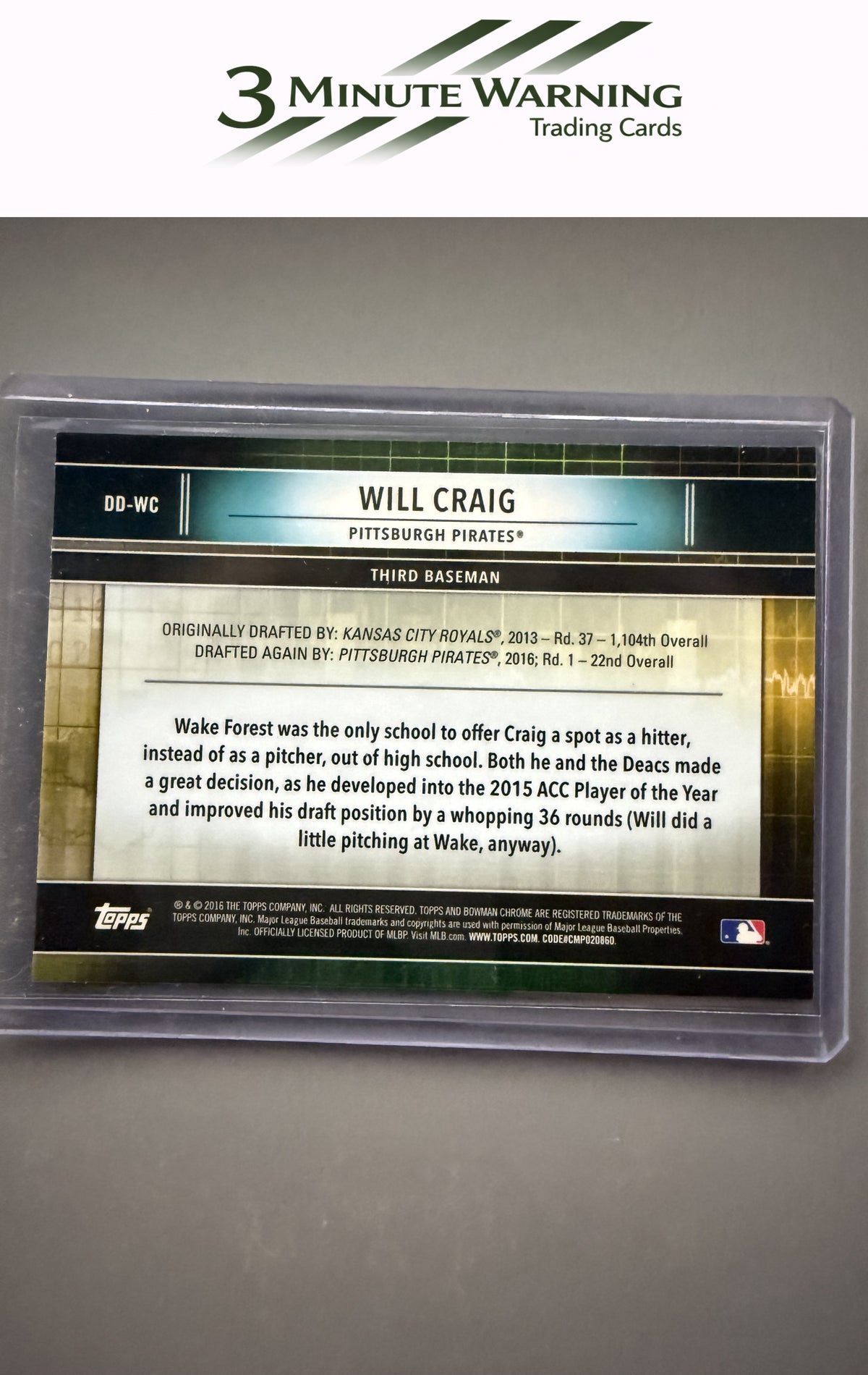 2016 Bowman Draft #DD-WC Will Craig Draft Dividends