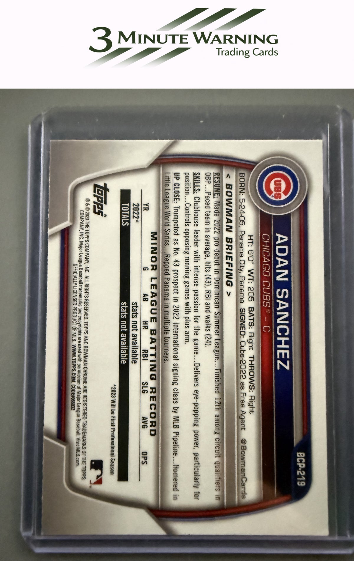 2023 Bowman Chrome #BCP-219 Adan Sanchez Prospects Mojo Refractor
