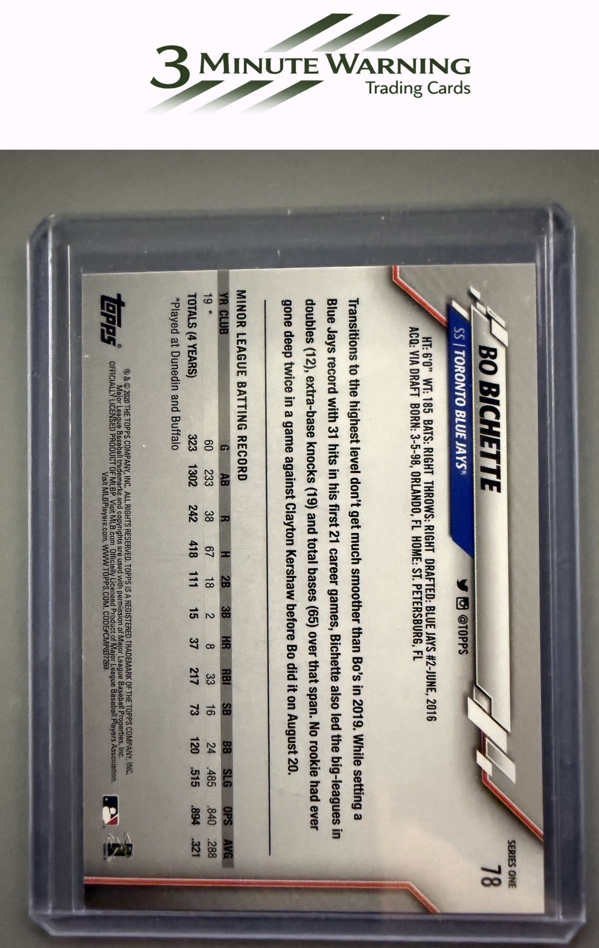2020 Topps #78 Bo Bichette