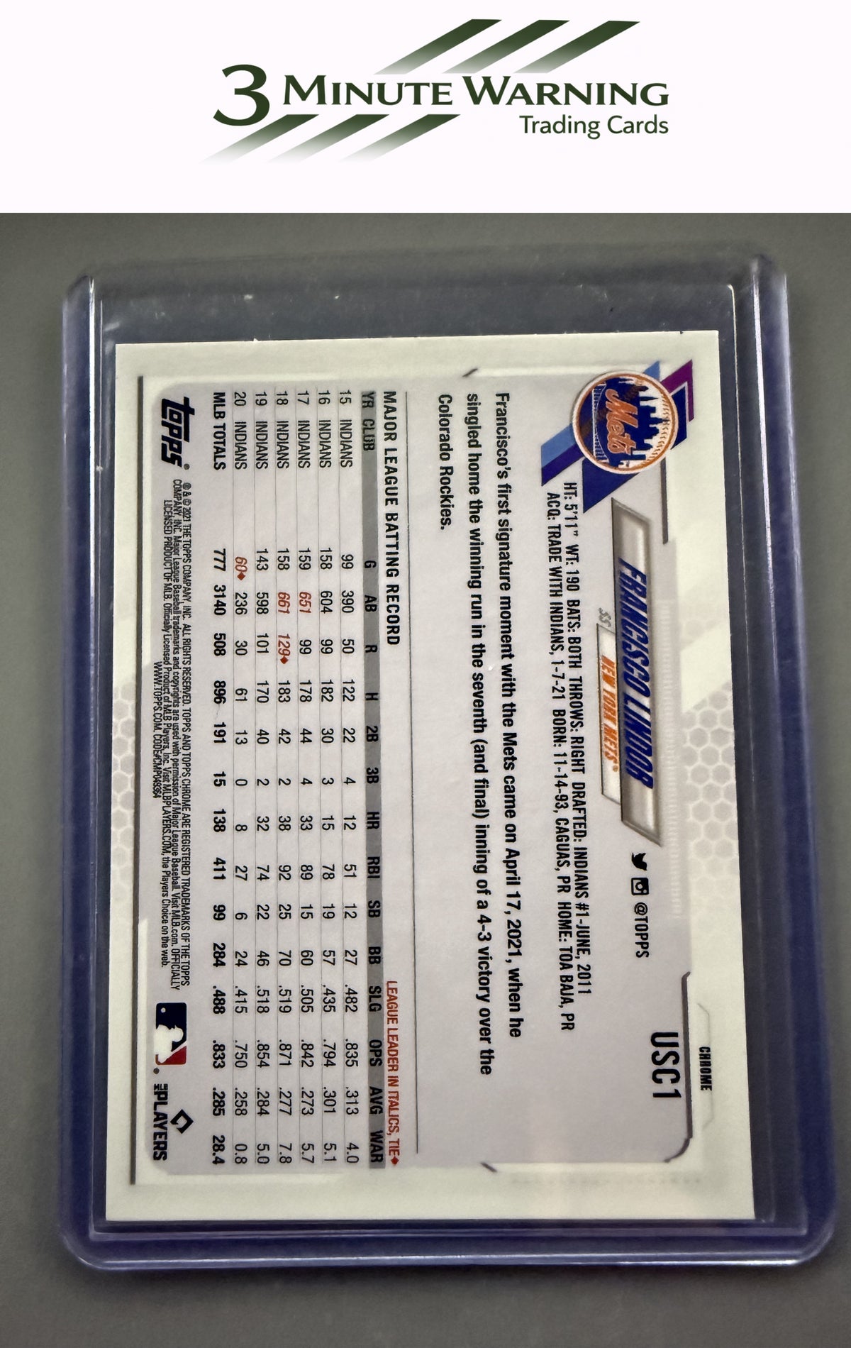 2021 Topps Chrome Update #USC1 Francisco Lindor
