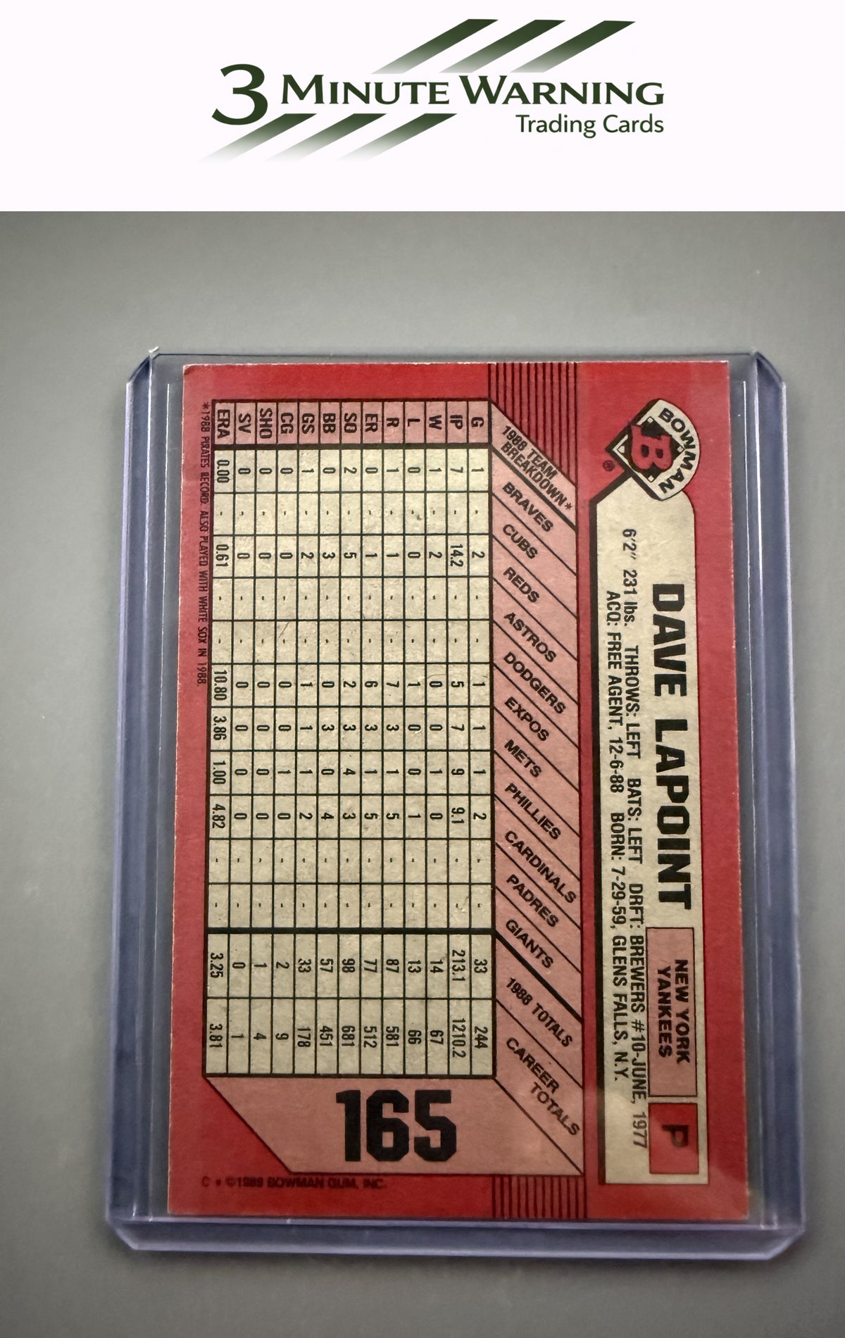 1989 Bowman #165 Dave LaPoint