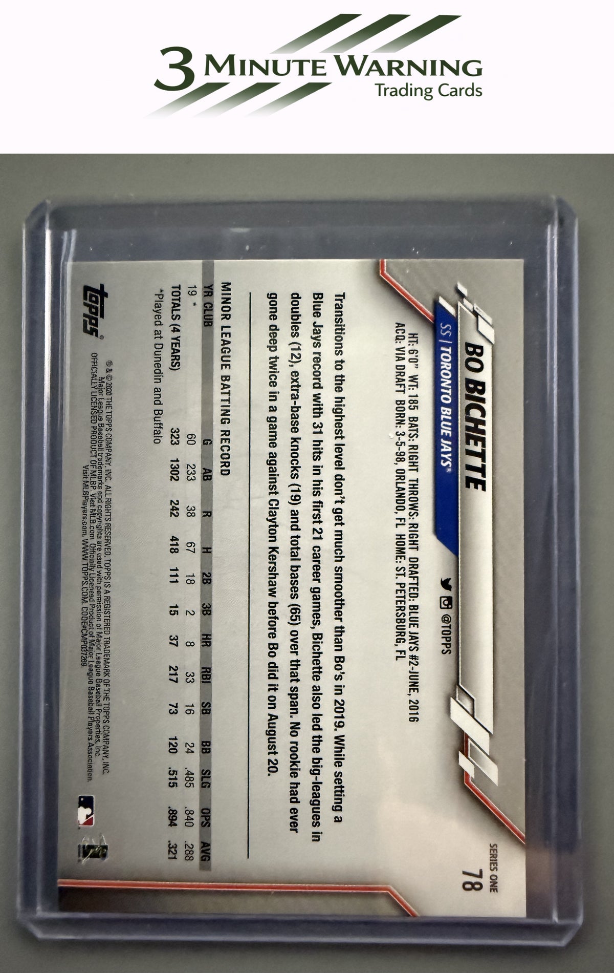 2020 Topps #78 Bo Bichette