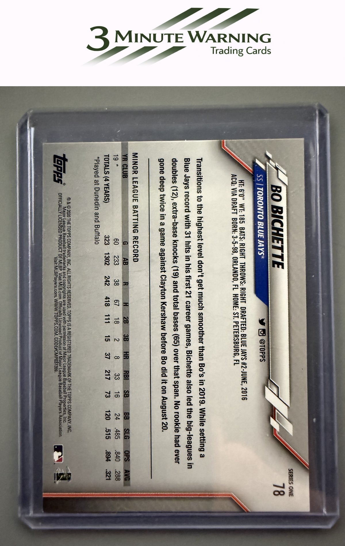 2020 Topps #78 Bo Bichette