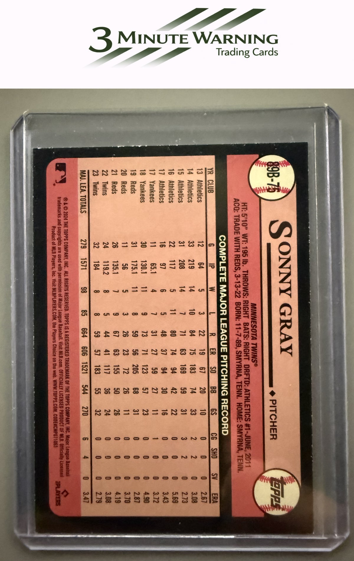 2024 Topps #89B-75 Sonny Gray 1989 Topps Baseball 35th Anniversary (Series One)