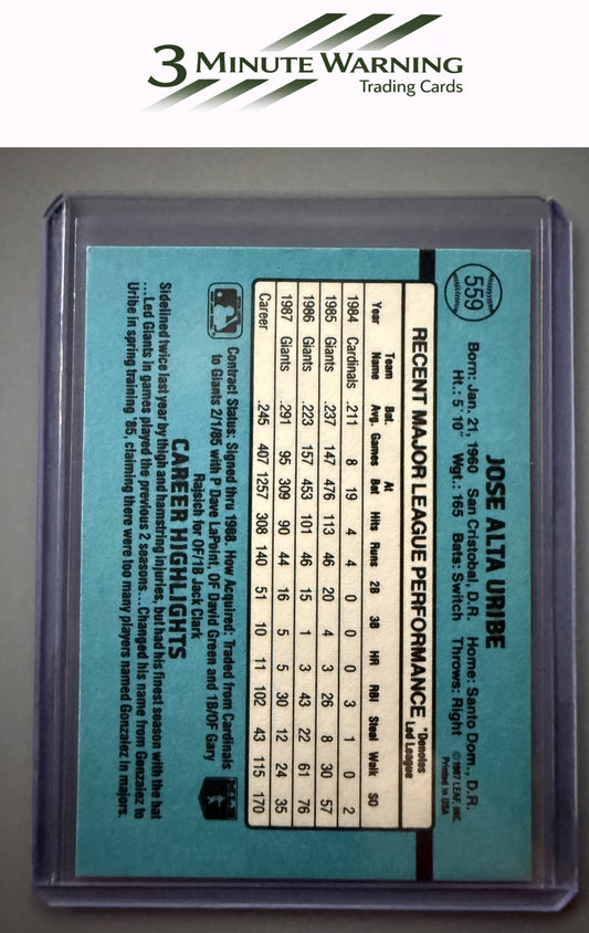 1988 Donruss #559b Jose Uribe