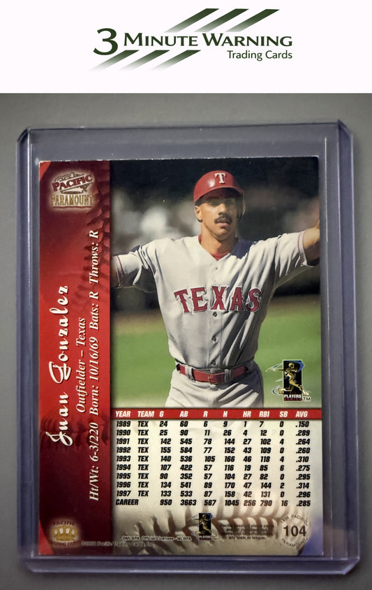 1998 Pacific Paramount #104 Juan Gonzalez