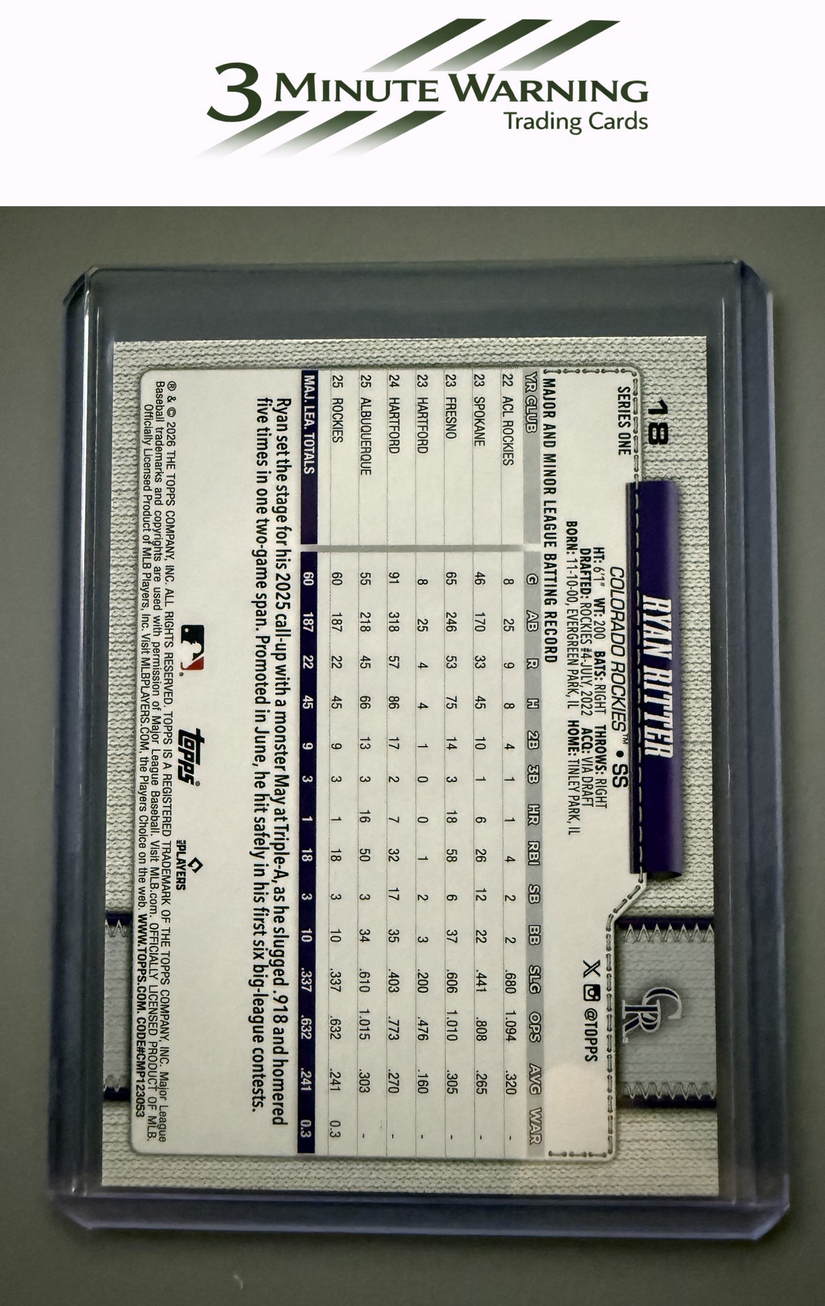 2026 Topps #18 Ryan Ritter