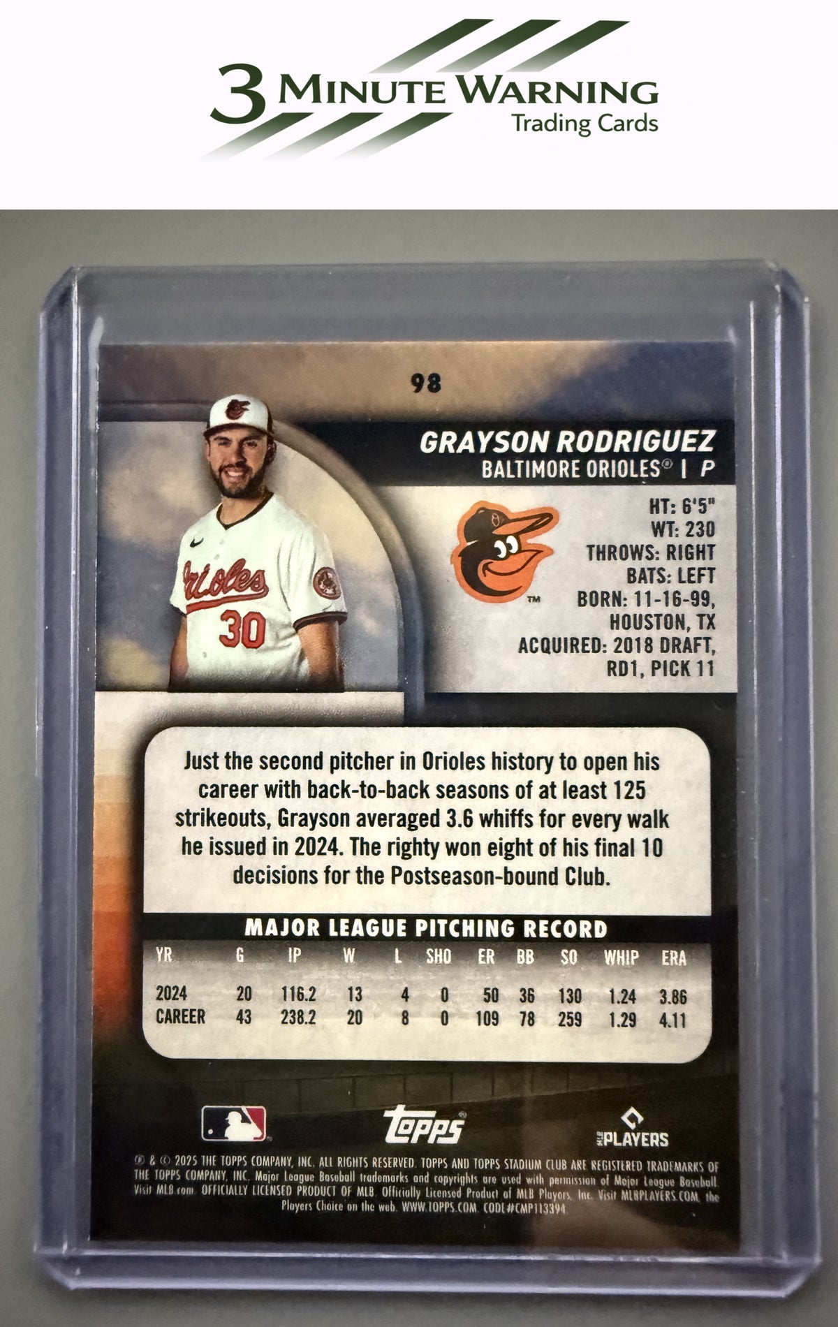 2025 Stadium Club #98 Grayson Rodriguez Pink Foil