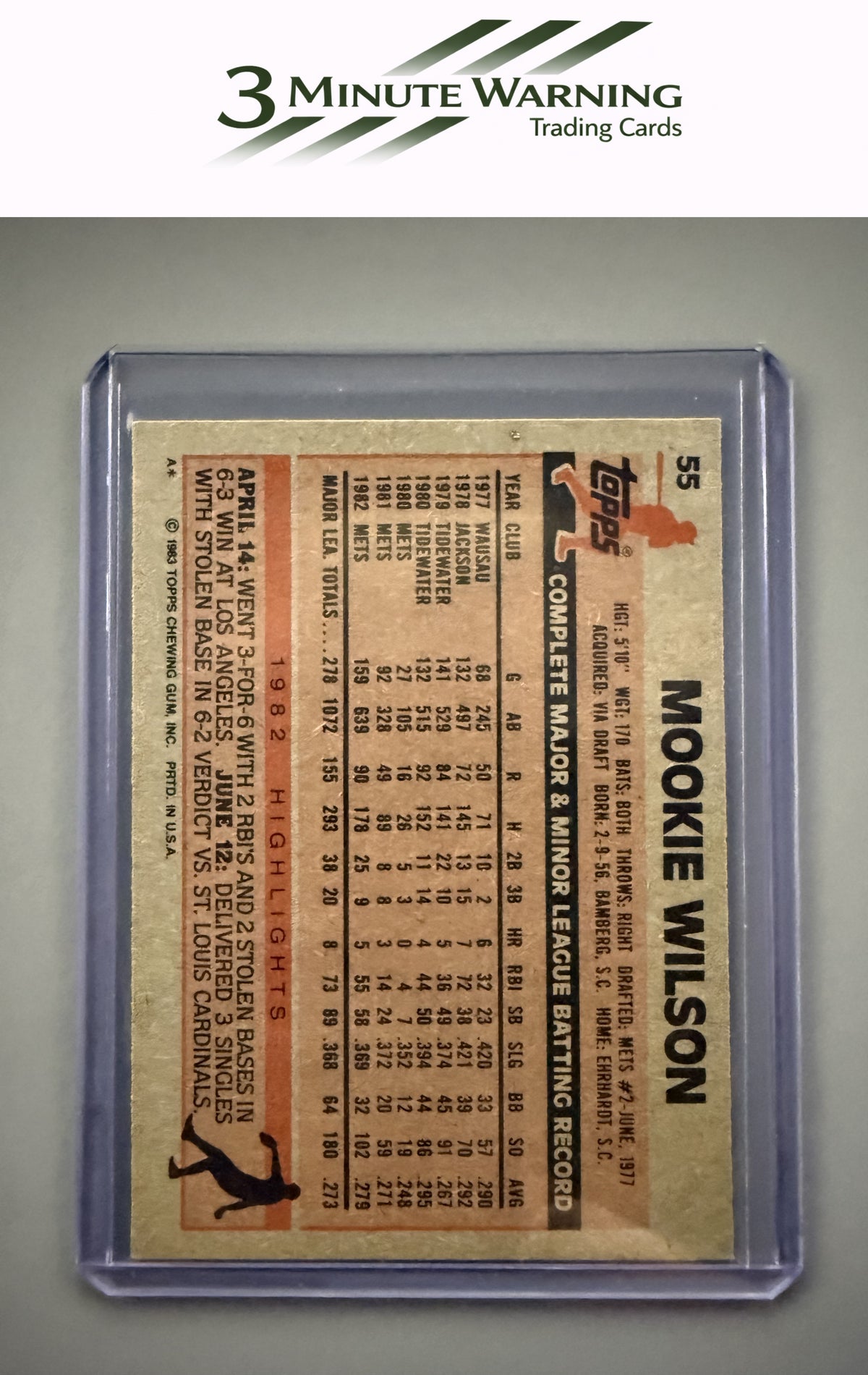 1983 Topps #55 Mookie Wilson