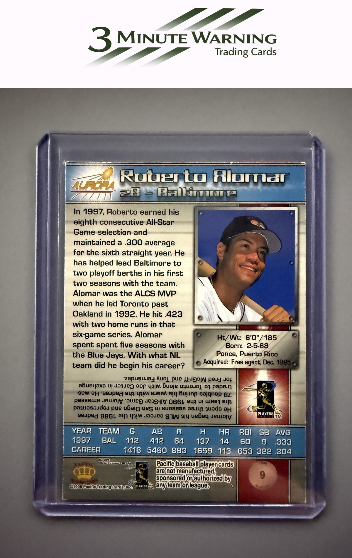 1998 Pacific Aurora #9 Roberto Alomar