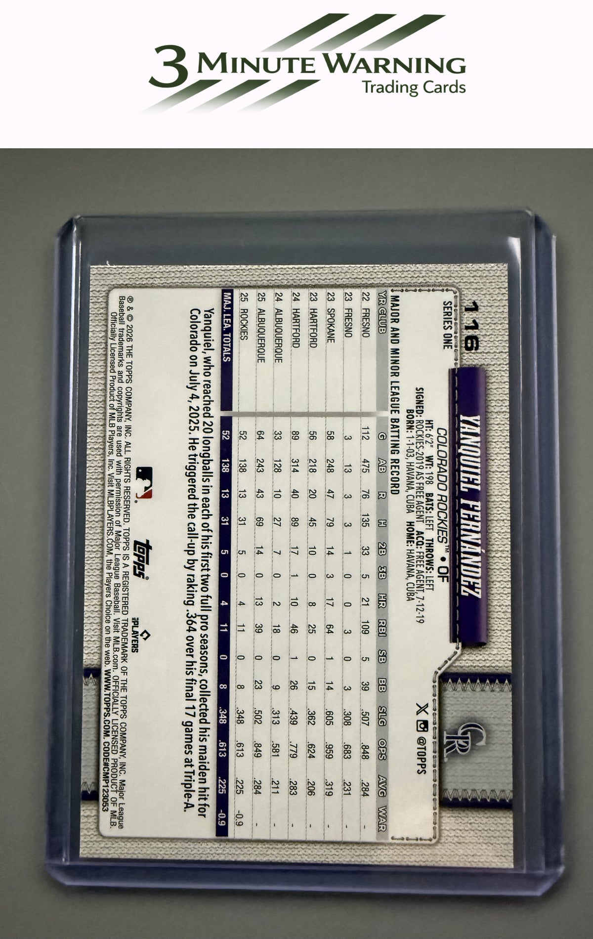 2026 Topps #116 Yanquiel Fernández