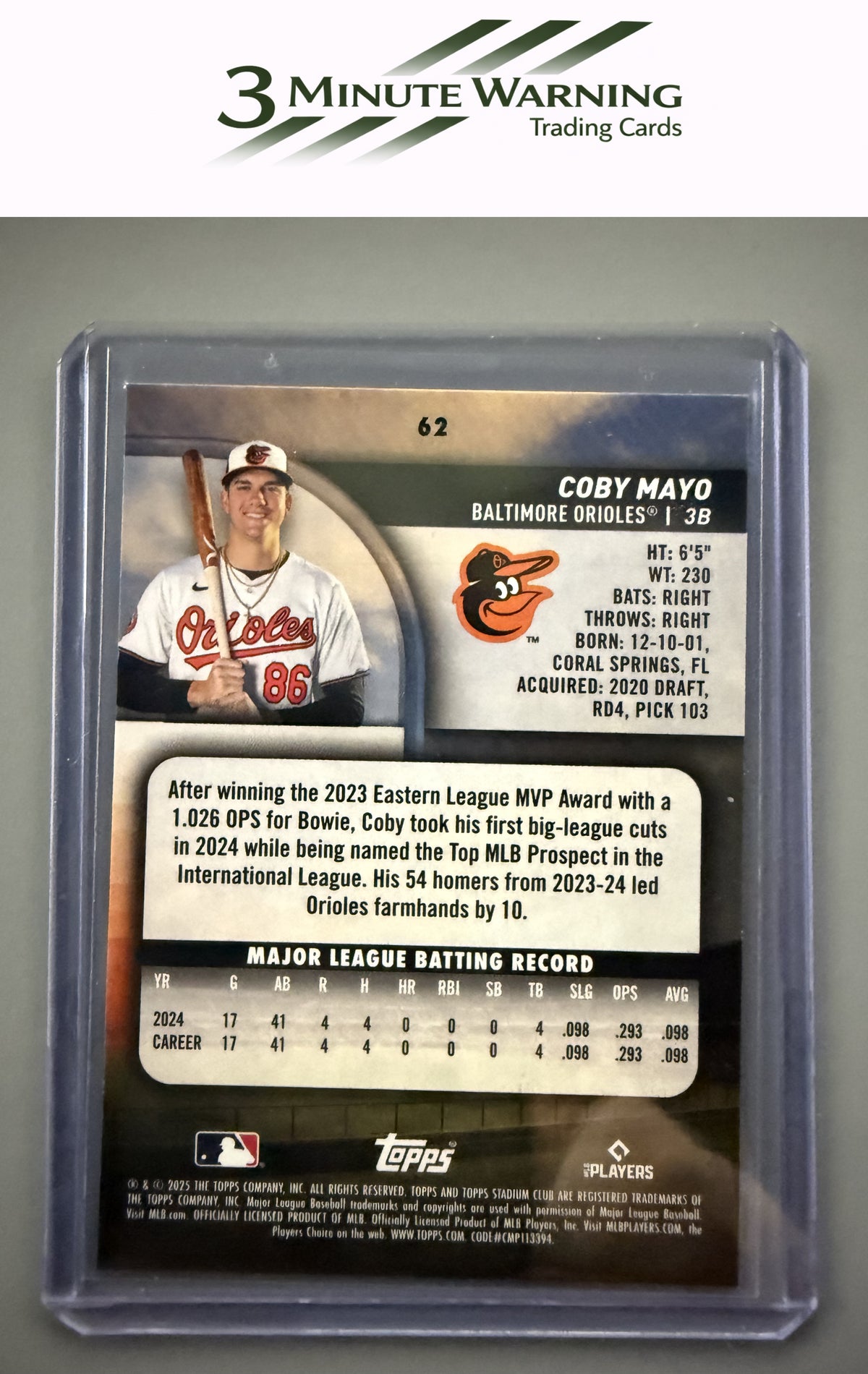 2025 Stadium Club #62 Coby Mayo