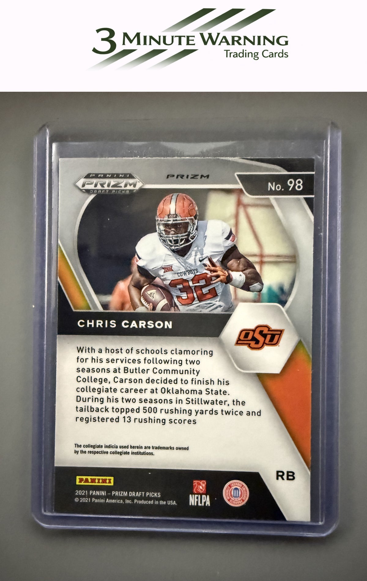 2021 Panini Prizm Draft Picks Collegiate #98 Chris Carson Orange Ice