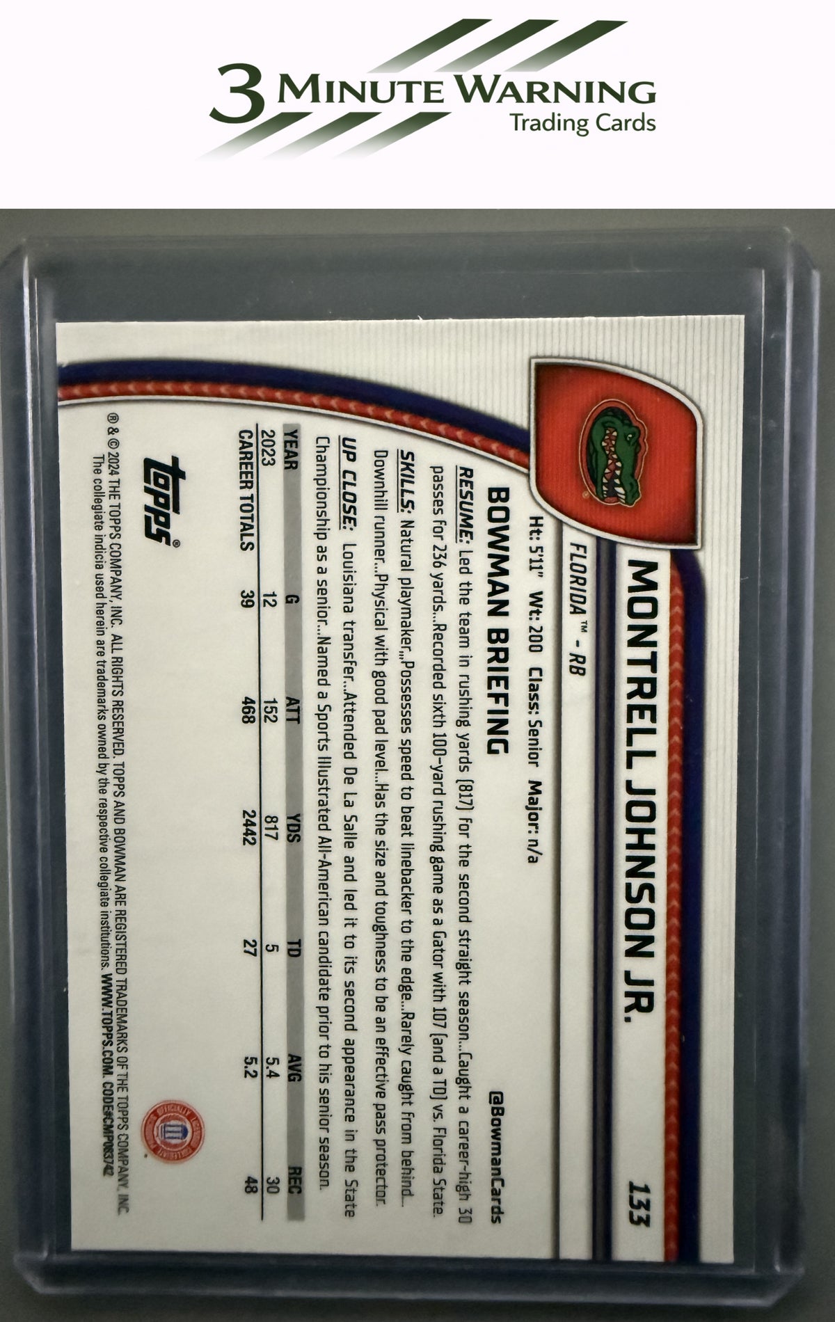 2024 Bowman University Chrome #133 Montrell Johnson Jr.
