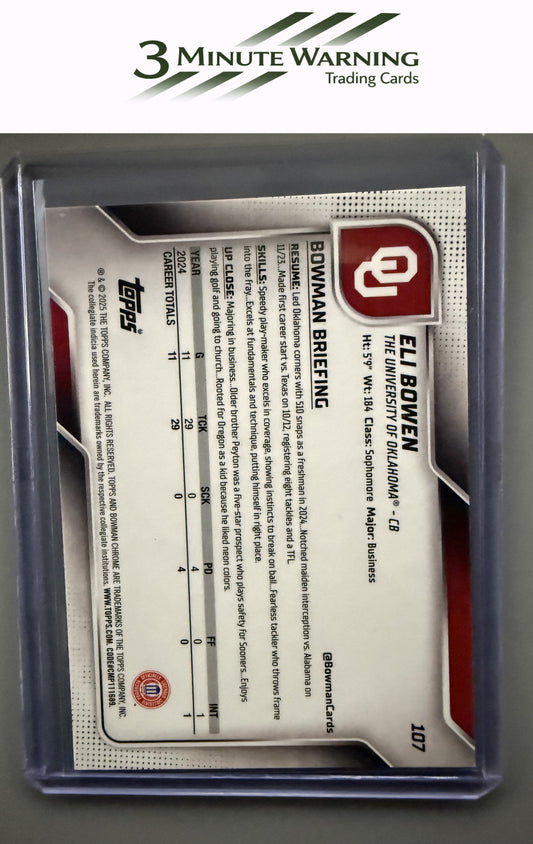 2025 Bowman University Chrome #107 Eli Bowen