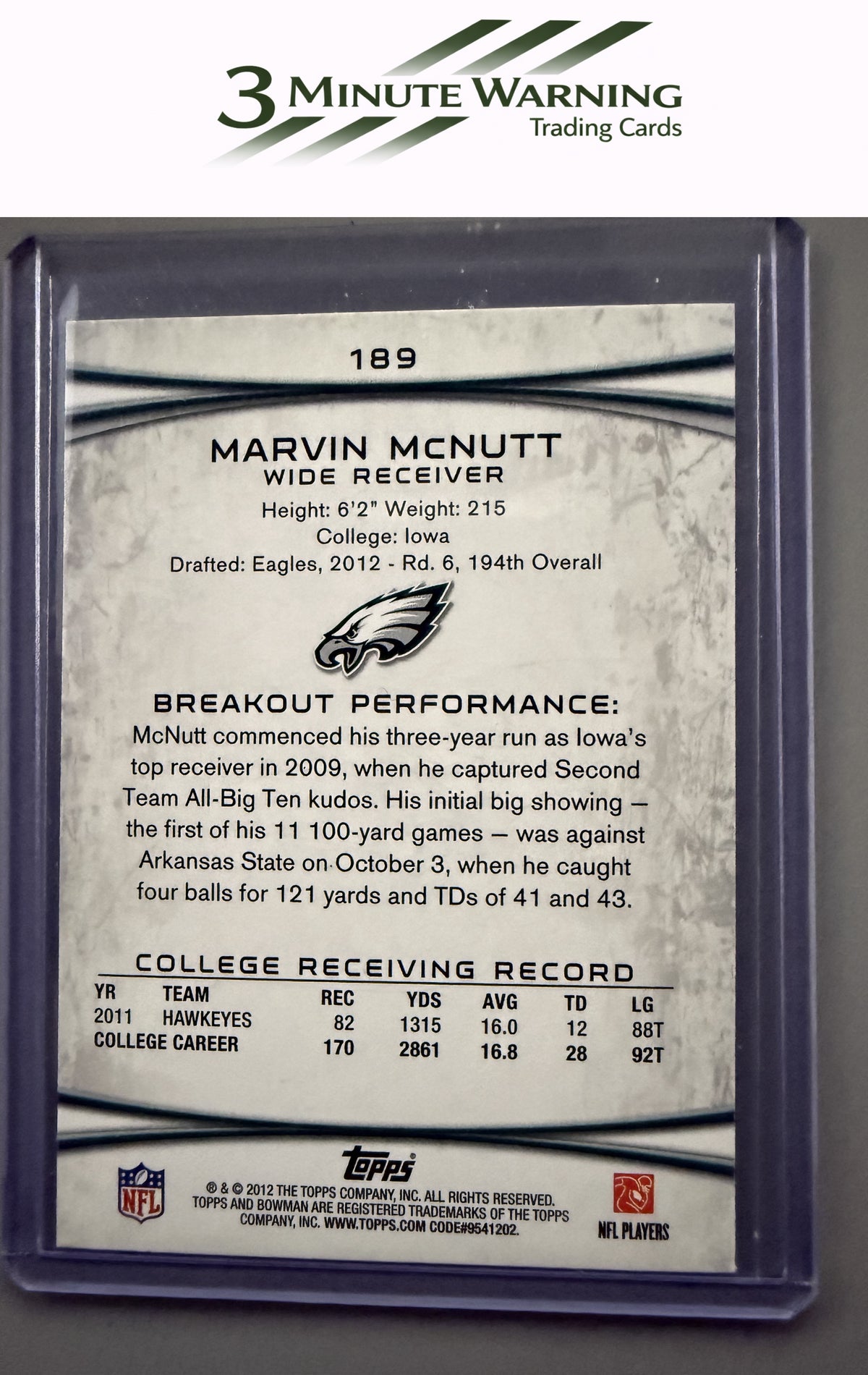 2012 Bowman #189 Marvin McNutt
