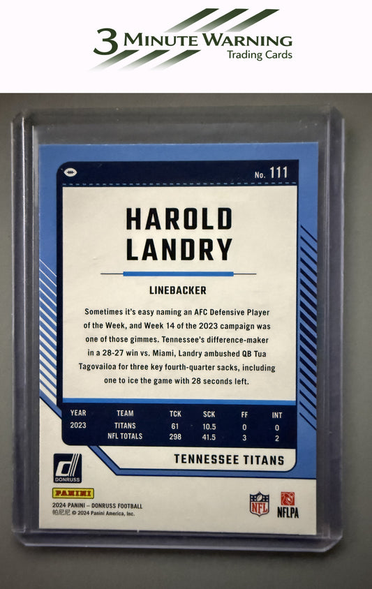 2024 Donruss #111 Harold Landry Press Proof Green